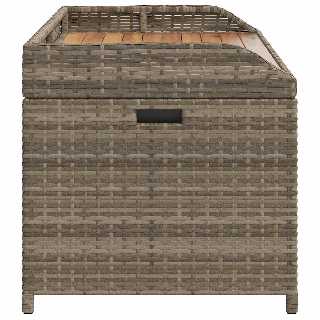 Klupa za pohranu siva 100x50x52 cm poliratan i bagremovo drvo