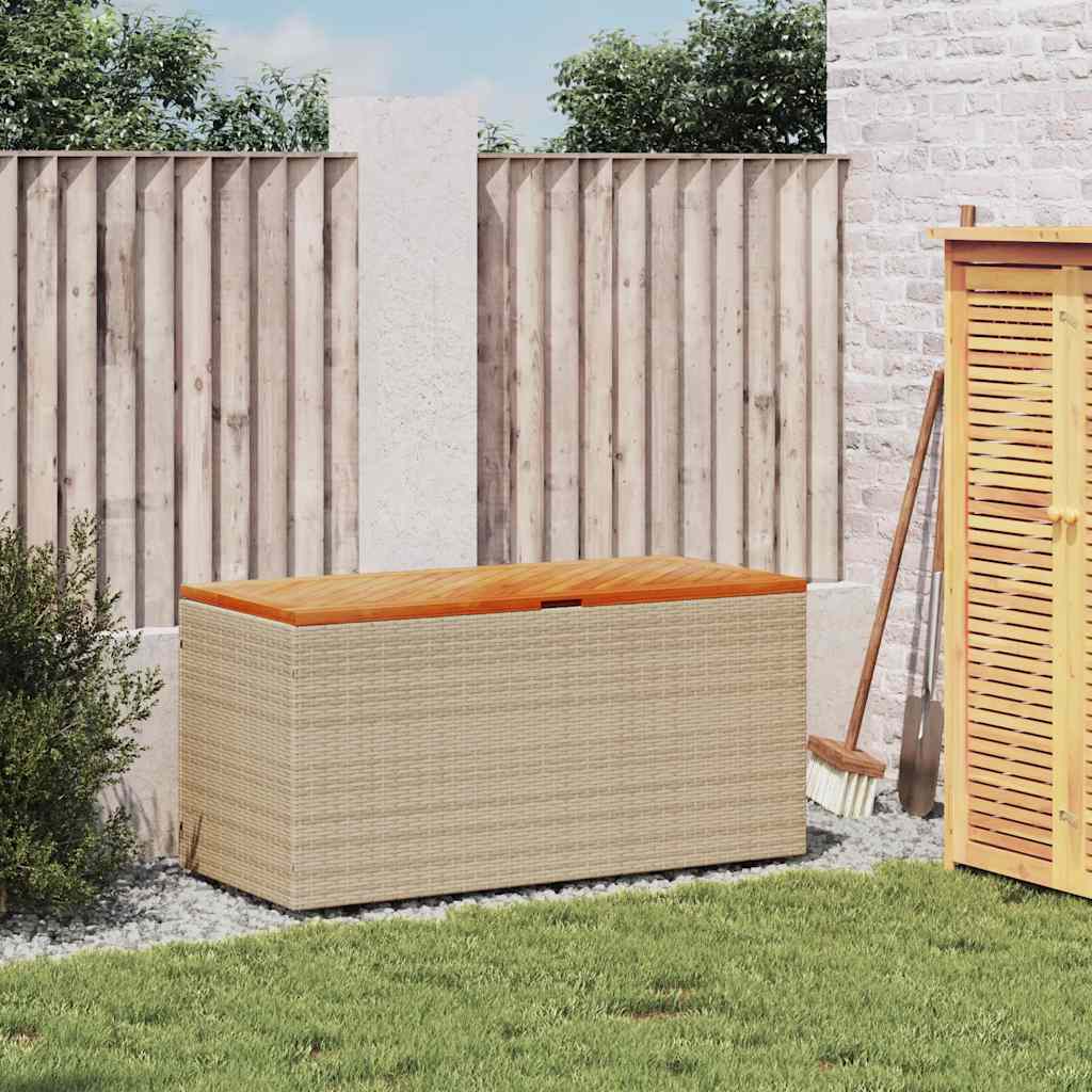 Vrtna kutija za pohranu bež 110x50x54 cm poliratan drvo bagrema