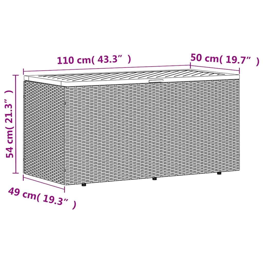 Vrtna kutija za pohranu bež 110x50x54 cm poliratan drvo bagrema