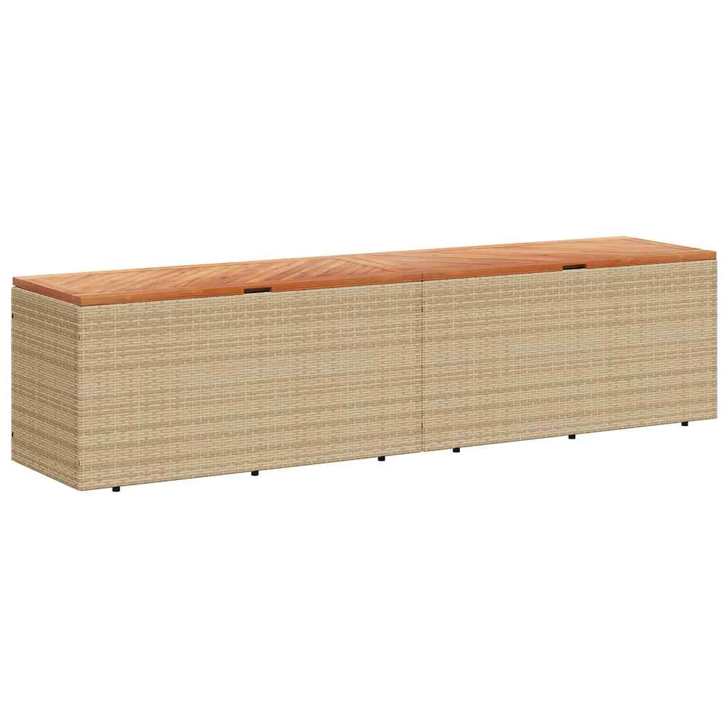 Vrtna kutija za pohranu bež 220x50x54 cm poliratan drvo bagrema