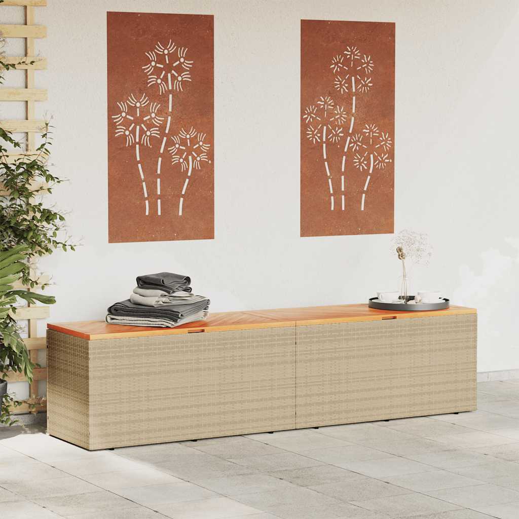 Vrtna kutija za pohranu bež 220x50x54 cm poliratan drvo bagrema