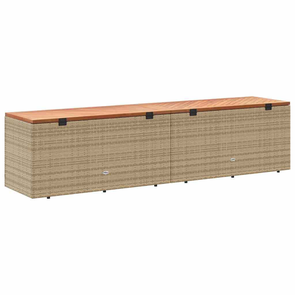 Vrtna kutija za pohranu bež 220x50x54 cm poliratan drvo bagrema