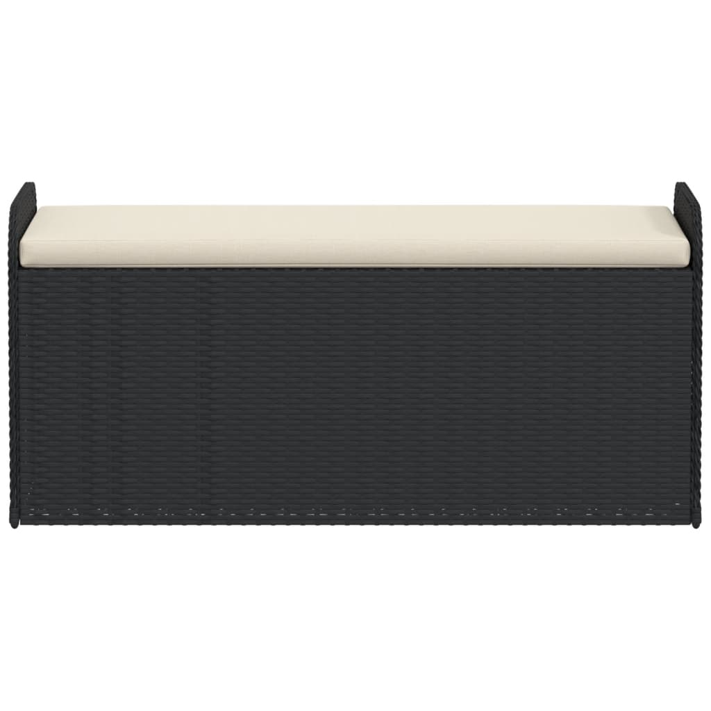 Klupa za pohranu s jastukom crna 115 x 51 x 52 cm od poliratana