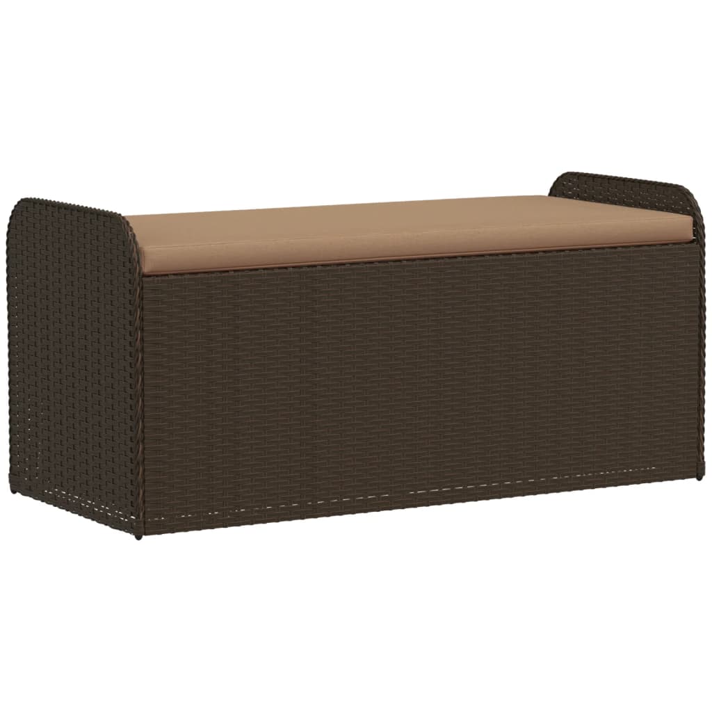 Klupa za pohranu s jastukom smeđa 115x51x52 cm od poliratana
