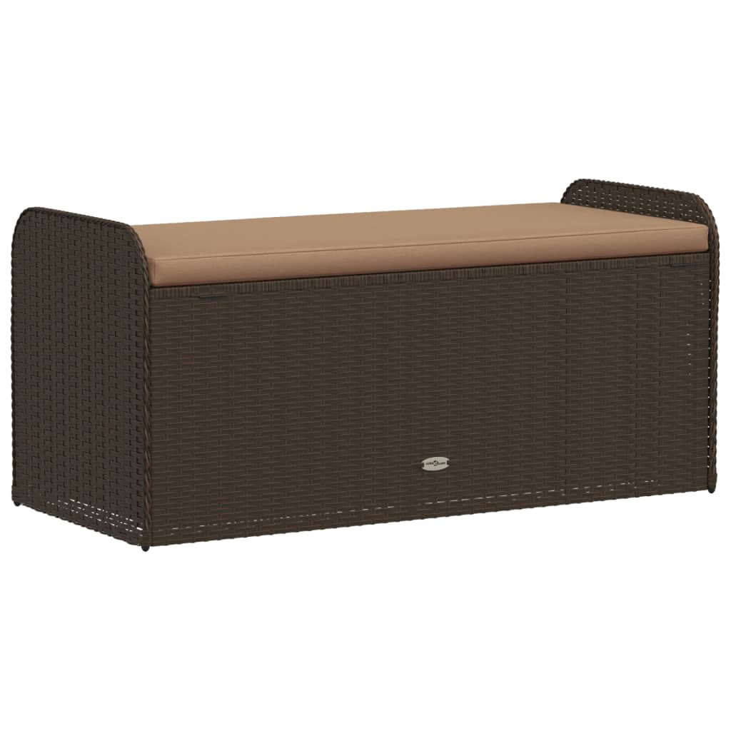 Klupa za pohranu s jastukom smeđa 115x51x52 cm od poliratana