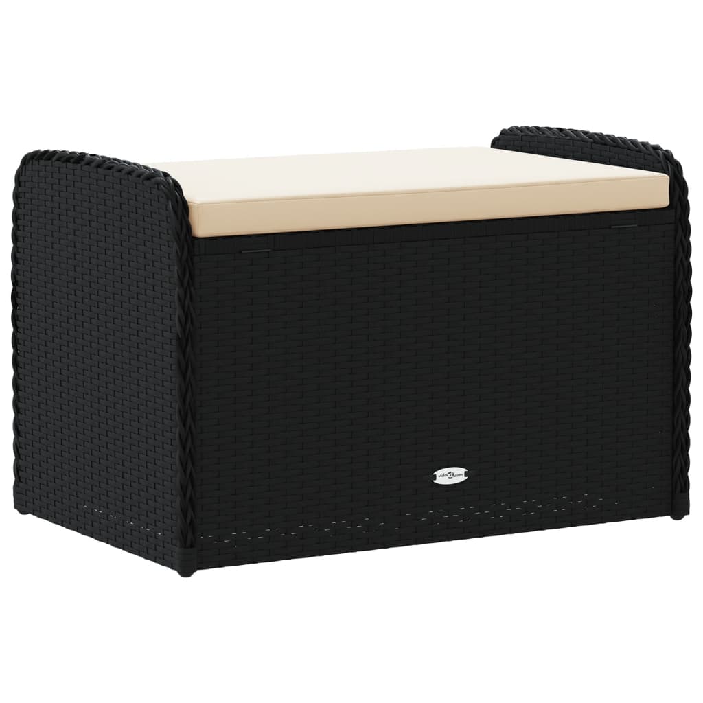 Klupa za pohranu s jastukom crna 80 x 51 x 52 cm od poliratana