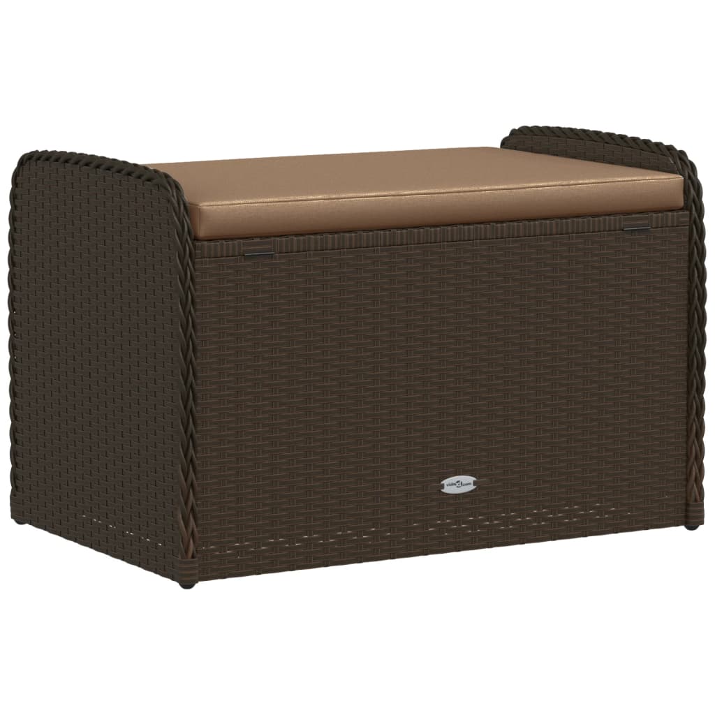 Klupa za pohranu s jastukom smeđa 80 x 51 x 52 cm od poliratana