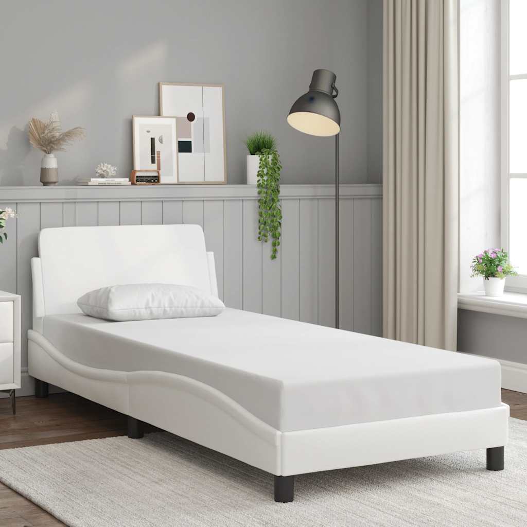 Okvir za krevet Dover bijeli 80 x 200 cm od umjetne kože