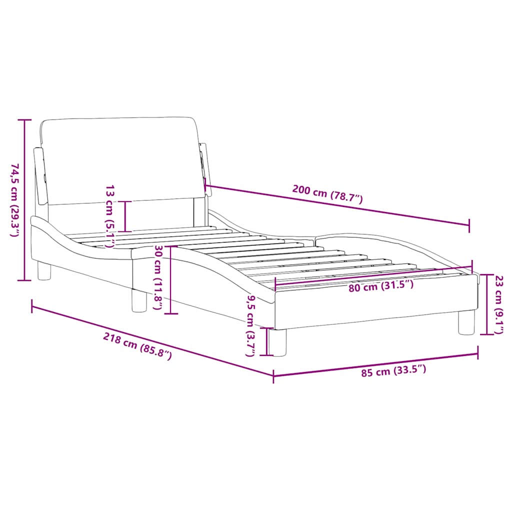 Okvir za krevet Dover cappuccino 80x200 cm umjetna koža