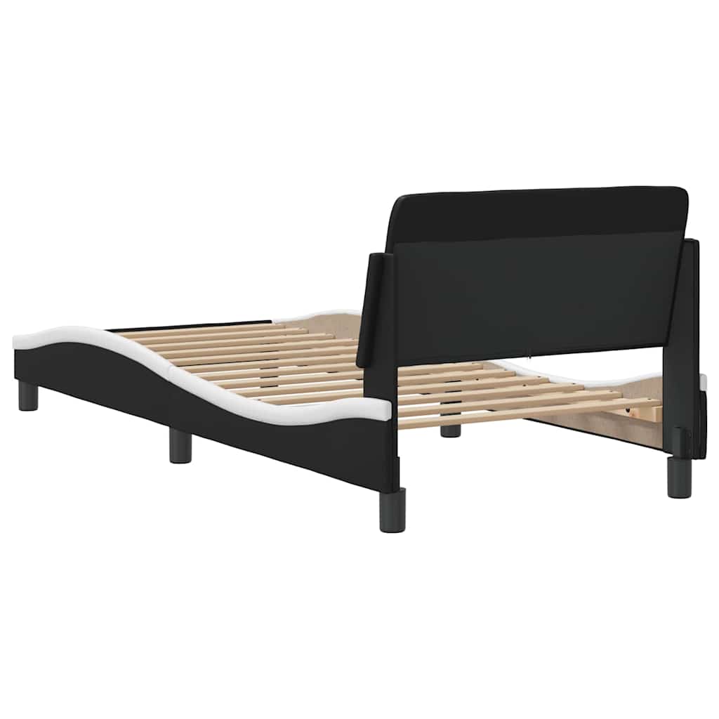 Okvir za krevet Dover crno-bijeli 80x200 cm umjetna koža