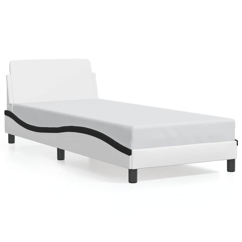 Okvir za krevet Dover crno-bijeli 80x200 cm umjetna koža