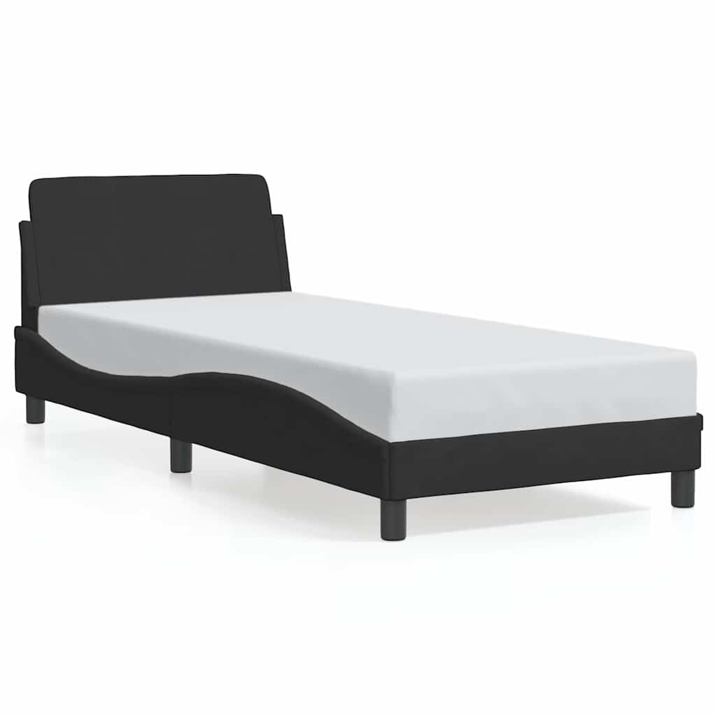 Okvir kreveta s uzglavljem Dover crni 90x190cm baršunasti