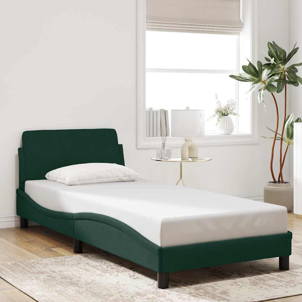 Okvir za krevet Dover tamnozeleni 90x190 cm baršunasti