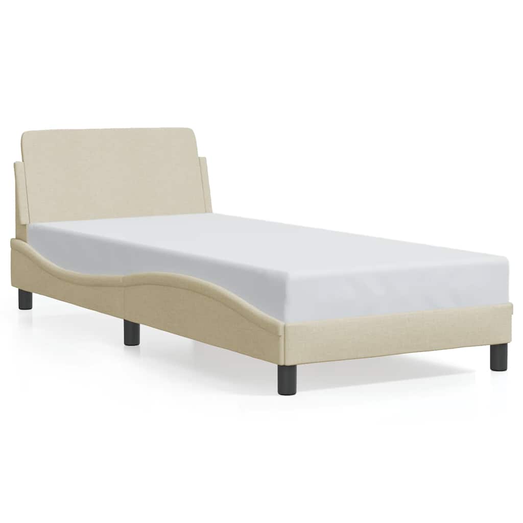 Okvir kreveta s uzglavljem Dover krem 90x200cm od tkanine