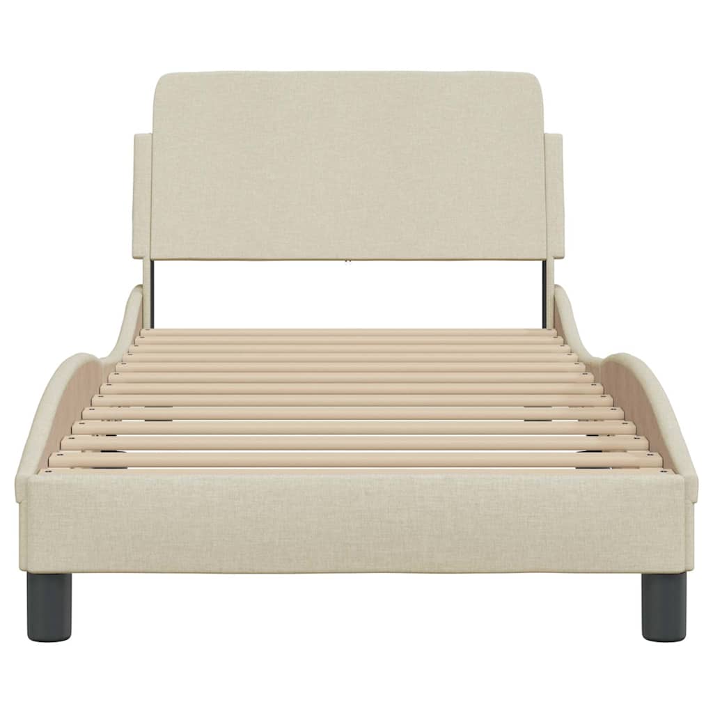 Okvir kreveta s uzglavljem Dover krem 90x200cm od tkanine