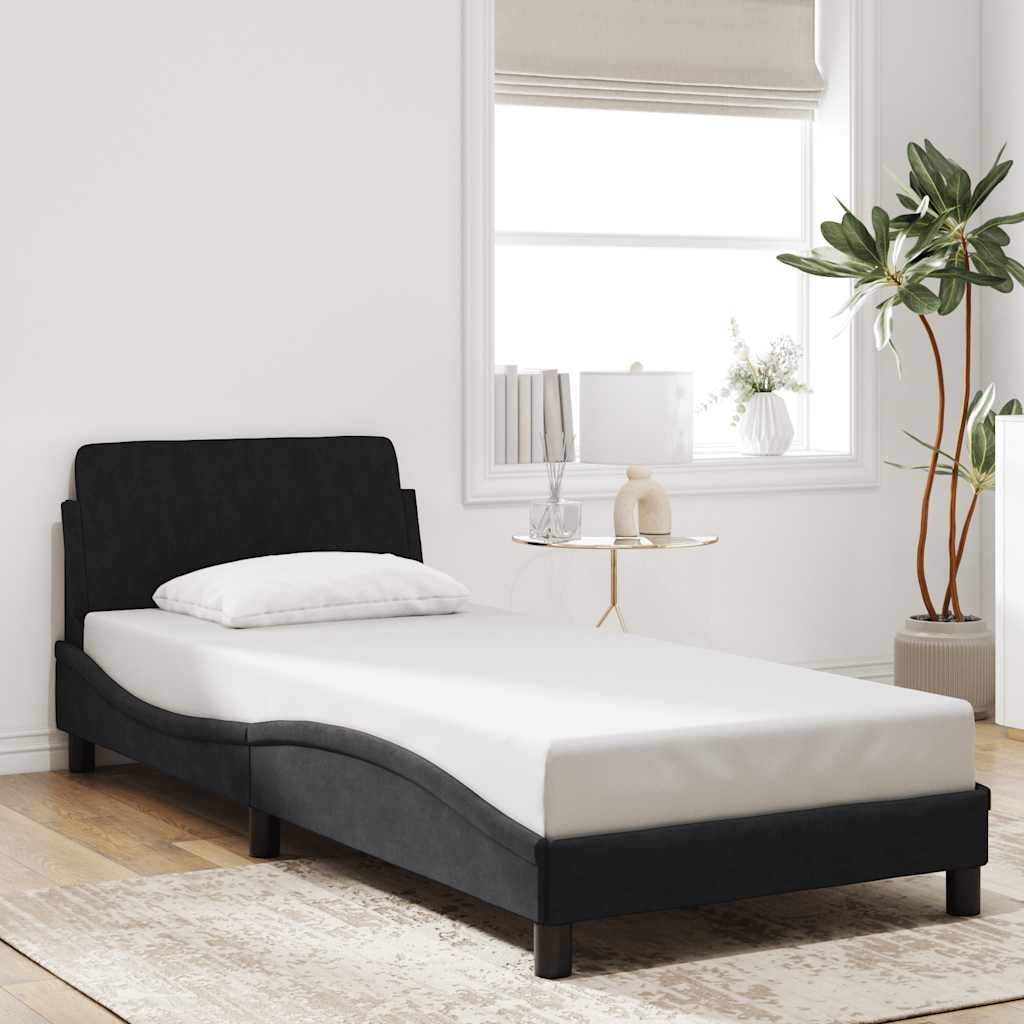 Okvir kreveta s uzglavljem Dover crni 90x200cm baršunasti