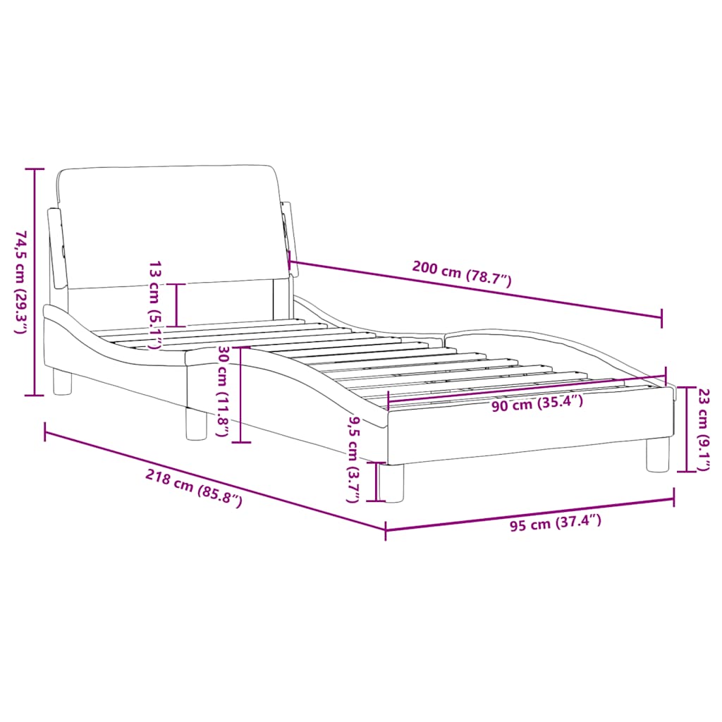 Okvir za krevet Dover sivi 90x200 cm od umjetne kože