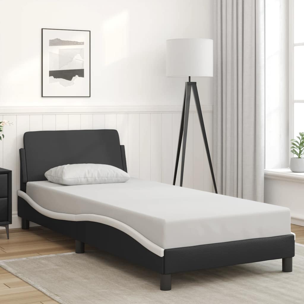 Okvir za krevet Dover crno-bijeli 90 x 200 cm umjetna koža
