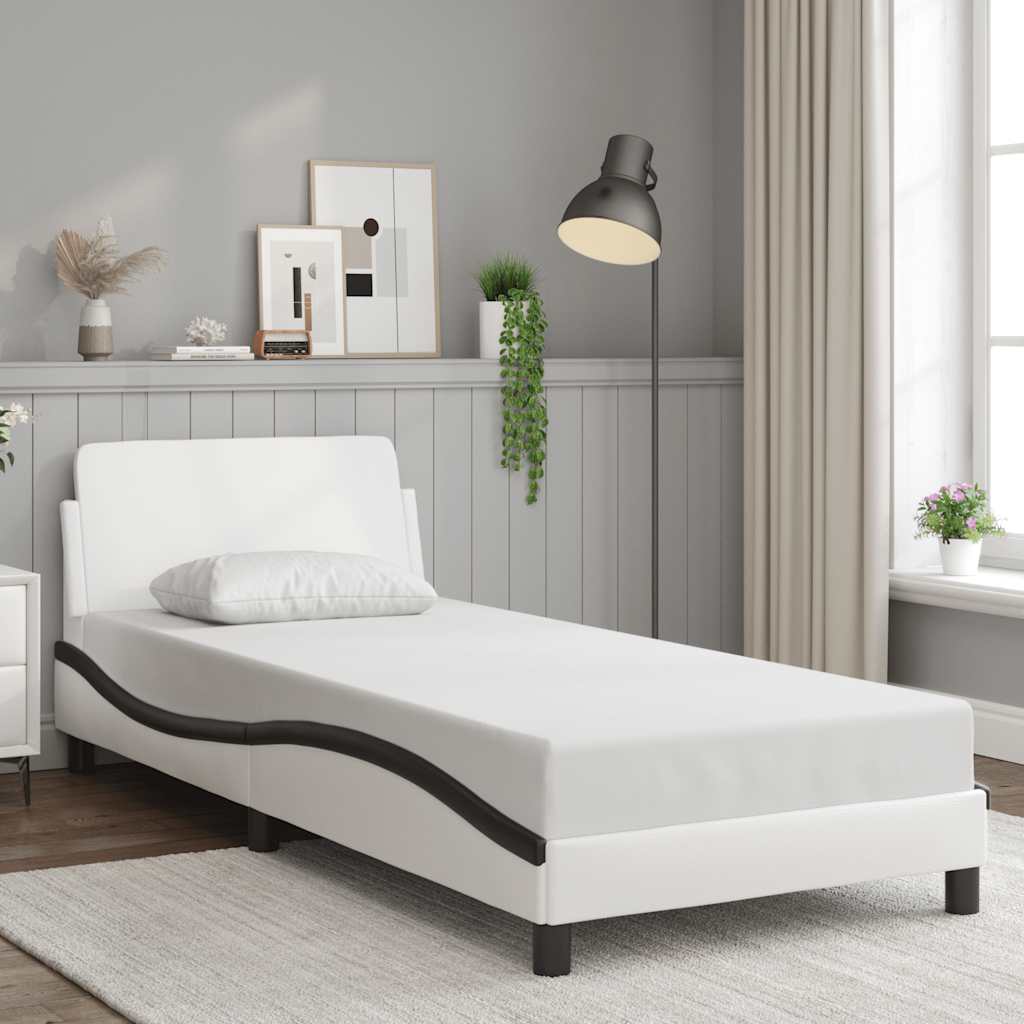 Okvir za krevet Dover bijelo-crni 90 x 200 cm umjetna koža