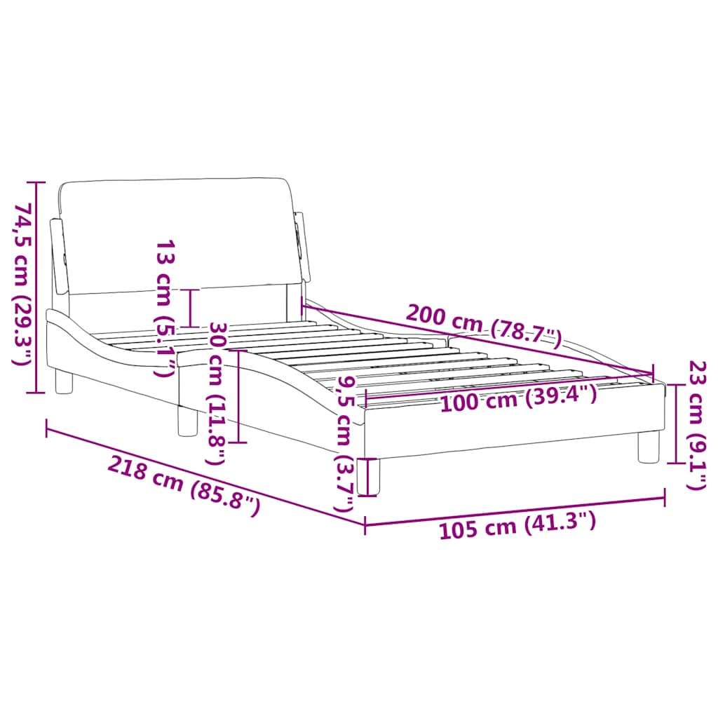 Okvir za krevet Dover tamnosmeđi 100x200 cm od tkanine