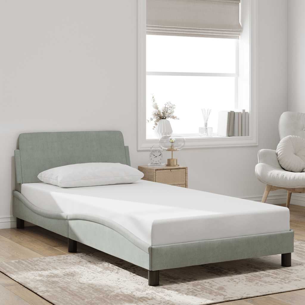 Okvir za krevet Dover svjetlosivi 100x200 cm baršunasti