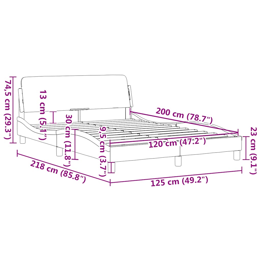 Okvir za krevet Dover tamnosivi 120 x 200 cm baršunasti