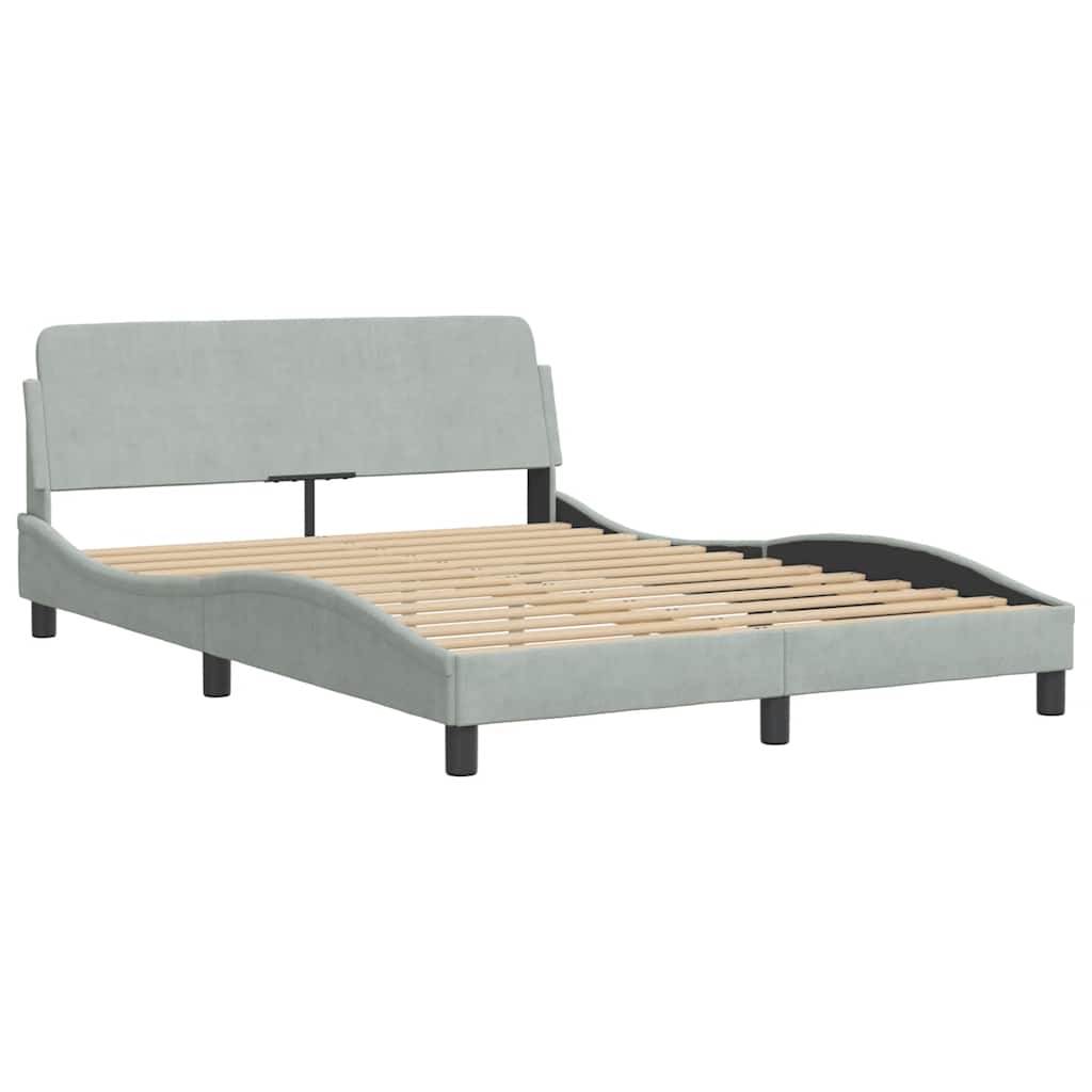 Okvir za krevet Dover svjetlosivi 140 x 190 cm baršunasti