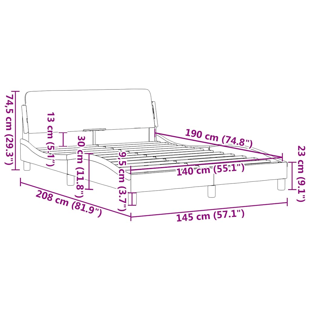 Okvir za krevet s uzglavljem Dover plavi 140 x 190 cm baršunasti