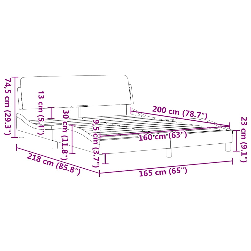 Okvir za krevet Dover bijeli 160x200 cm od umjetne kože