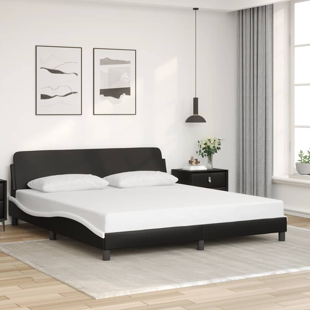 Okvir za krevet Dover crno-bijeli 180x200cm umjetna koža