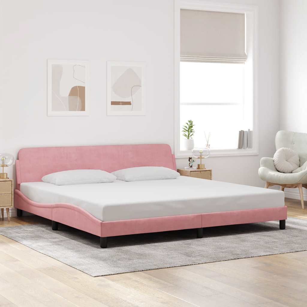 Okvir za krevet Dover ružičasti 200x200 cm baršunasti