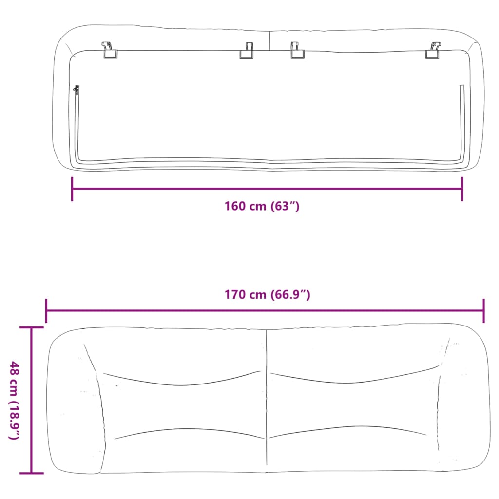 Jastuk za uzglavlje Hvar bijeli 160 cm od umjetne kože