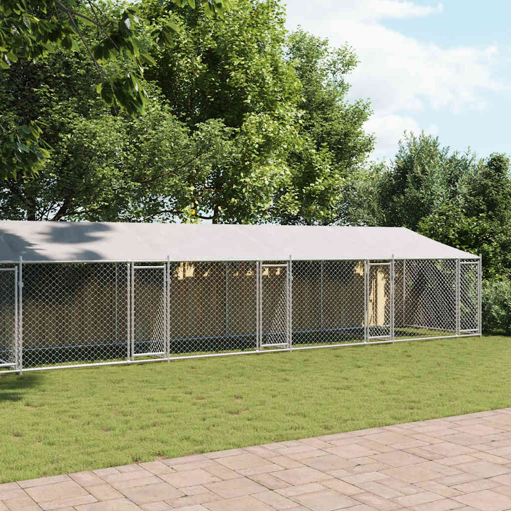 Kavez za pse s krovom i vratima sivi 10x2x2 m pocinčani čelik