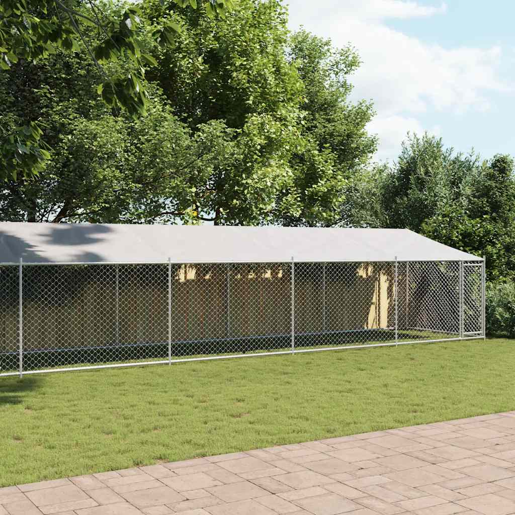 Kavez za pse s krovom i vratima sivi 10x2x2 m pocinčani čelik