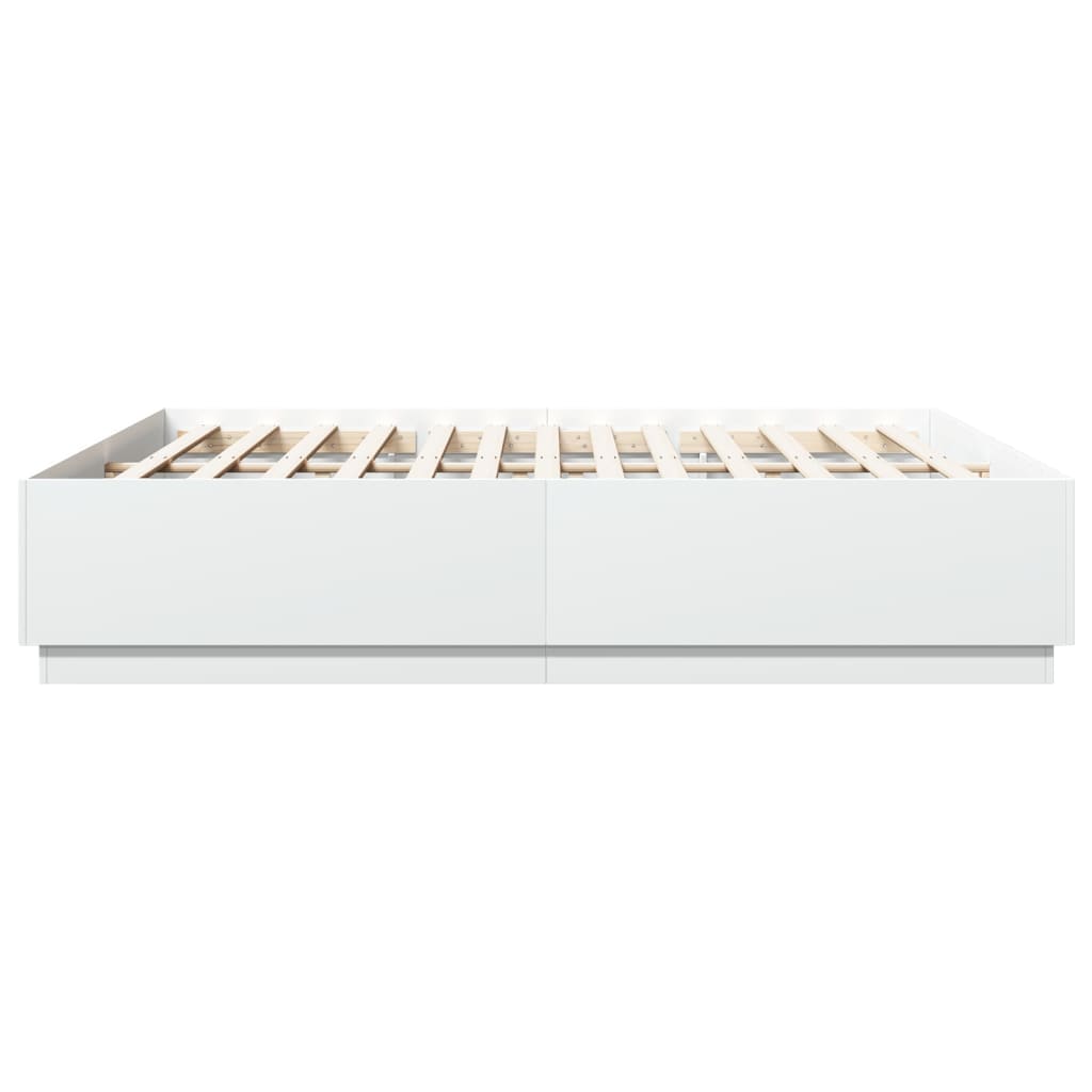 Okvir kreveta LED bijeli 200 x 200 cm konstruirano drvo