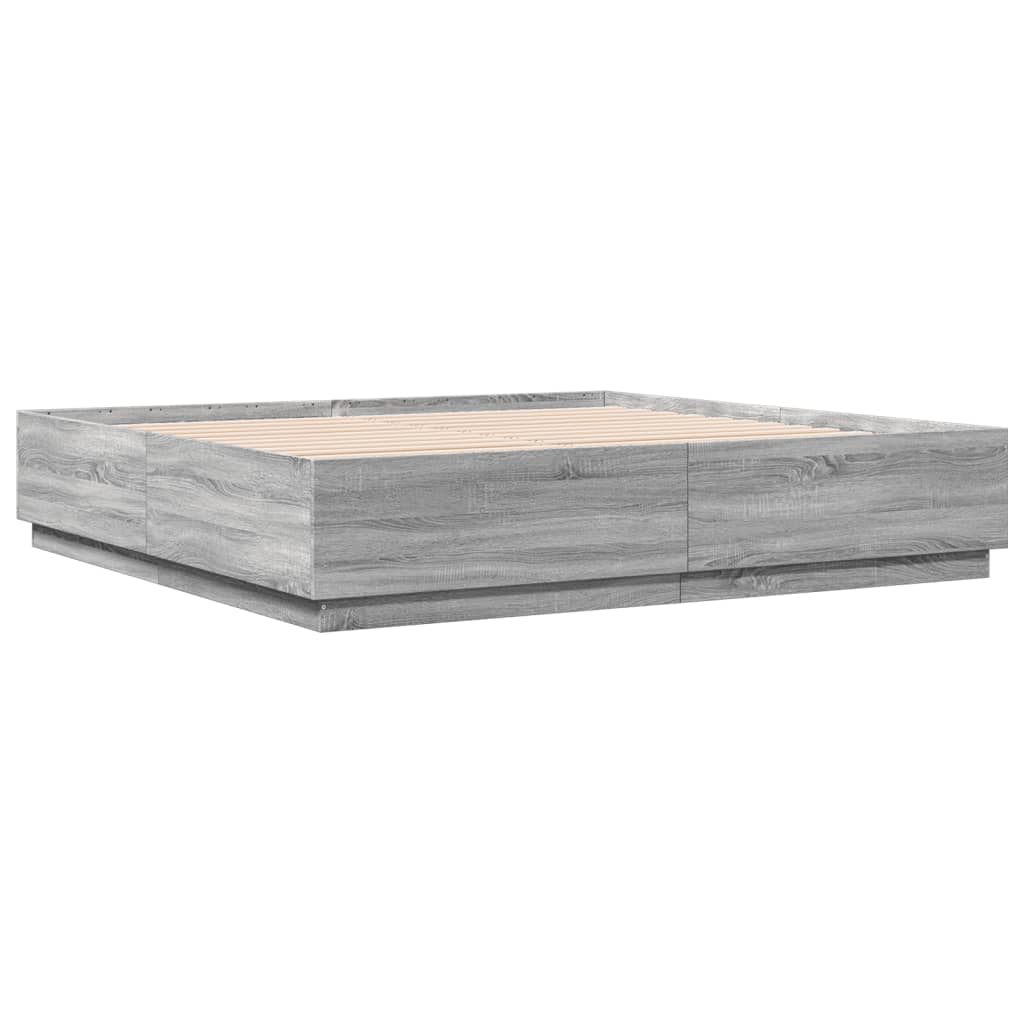 Okvir za krevet s LED svjetlima boja hrasta 180 x 200 cm drveni