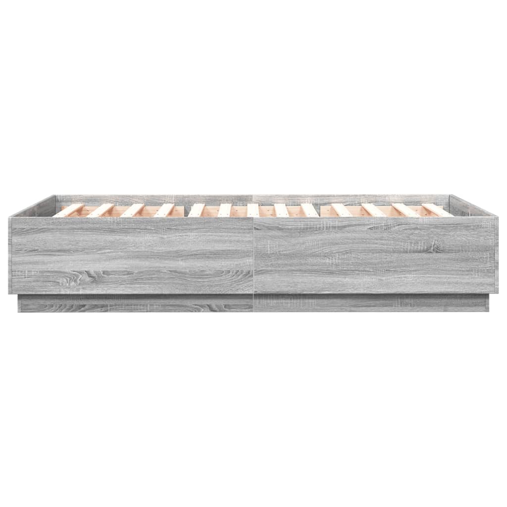 Okvir za krevet s LED svjetlima boja hrasta 150 x 200 cm drveni