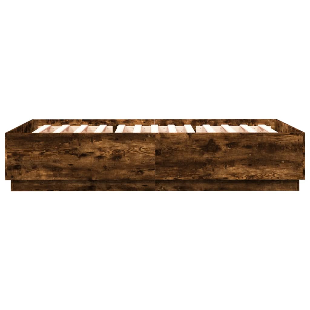 Okvir kreveta s LED svjetlima boja hrasta 140 x 200 cm drveni
