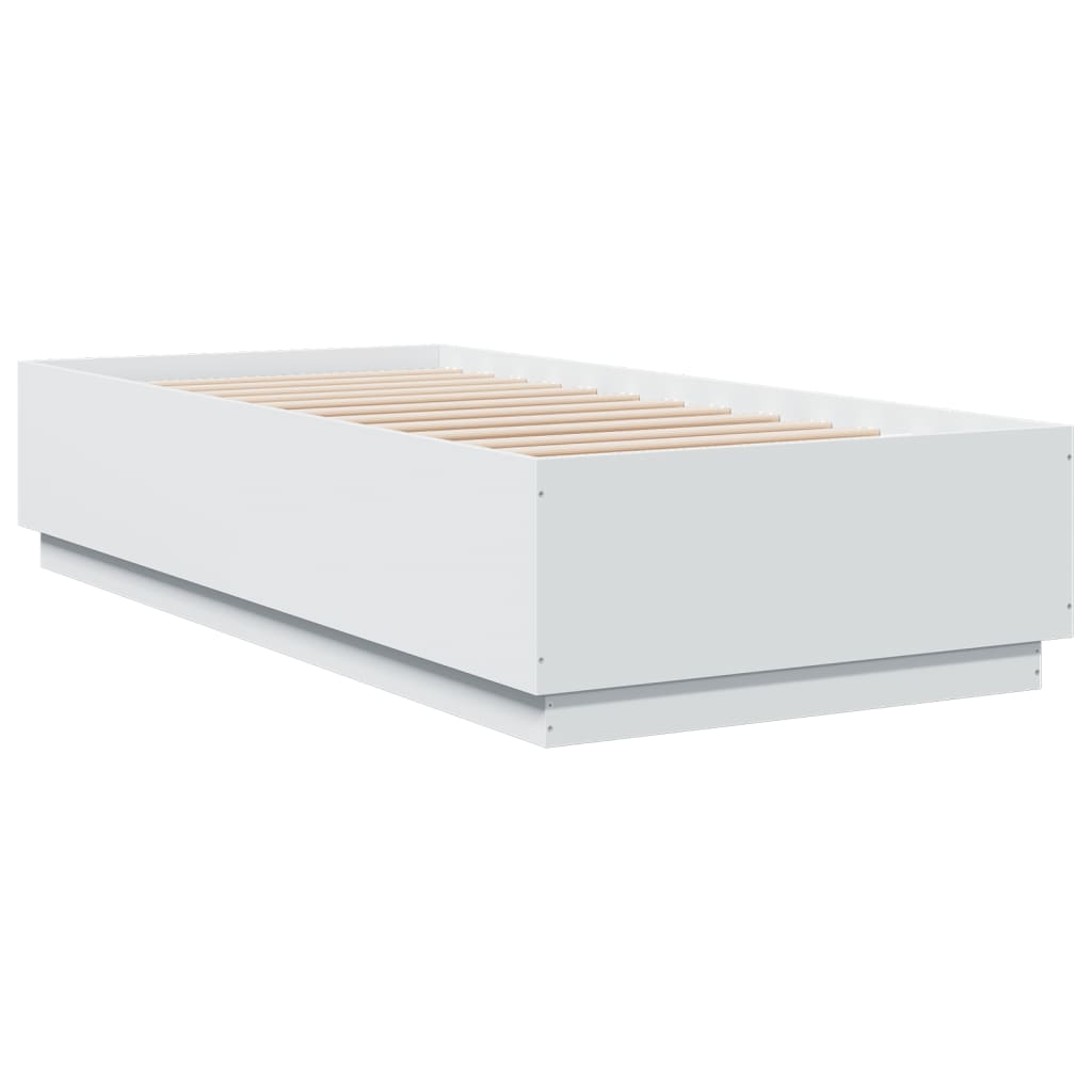 Okvir za krevet s LED svjetlima bijeli 100 x 200 cm drveni