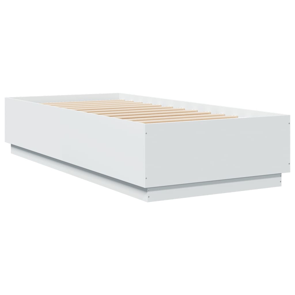 Okvir za krevet s LED svjetlima bijeli 100 x 200 cm drveni