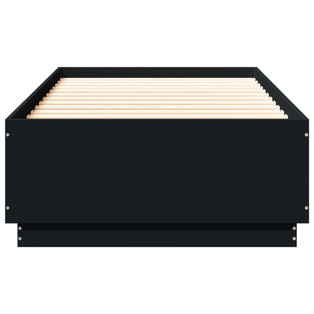 Okvir za krevet s LED svjetlima crni 100 x 200 cm drveni