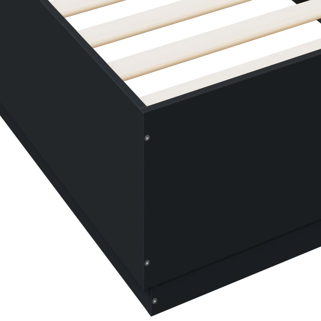 Okvir za krevet s LED svjetlima crni 100 x 200 cm drveni