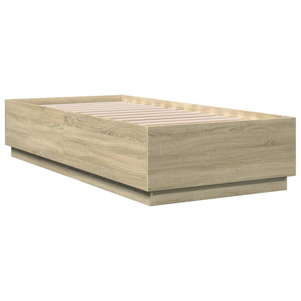 Okvir za krevet s LED svjetlima boja hrasta 100 x 200 cm drveni