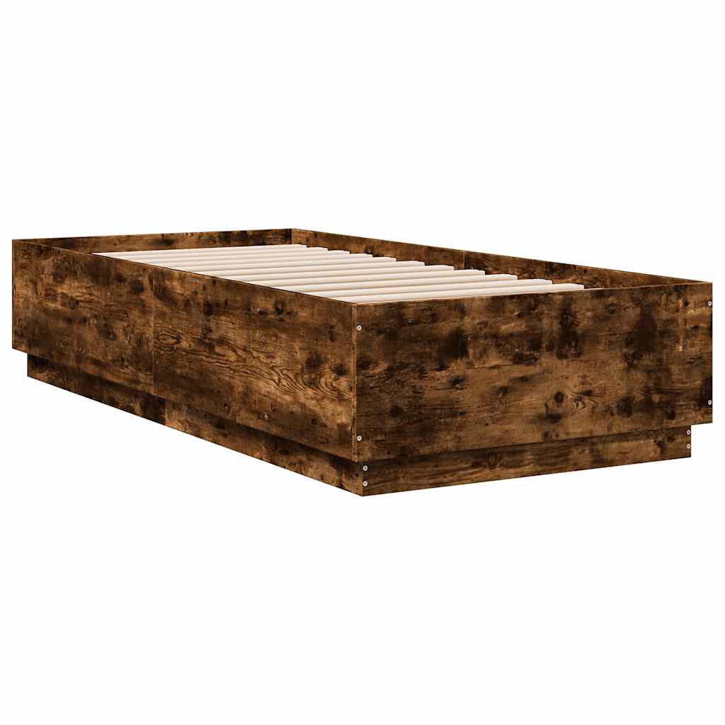 Okvir za krevet s LED svjetlima boja hrasta 100 x 200 cm drveni