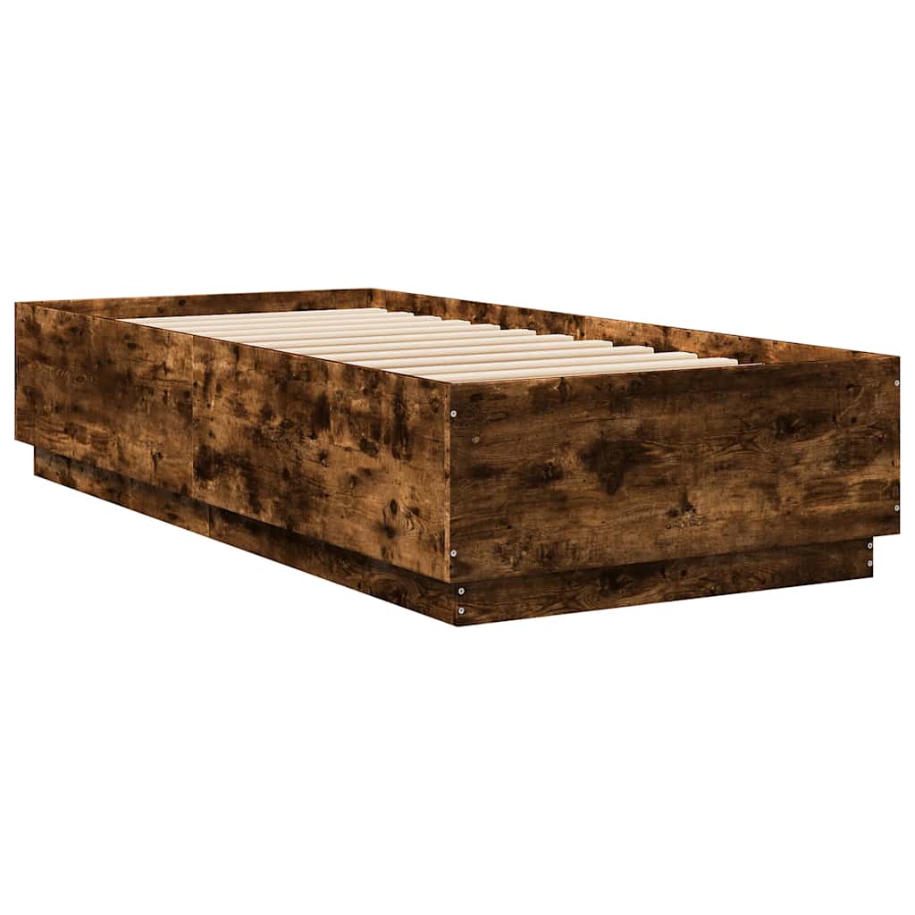 Okvir za krevet s LED svjetlima boja hrasta 100 x 200 cm drveni