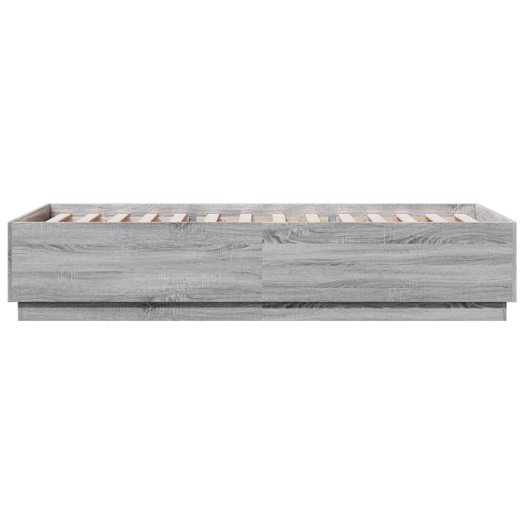 Okvir za krevet s LED svjetlima boja hrasta 100 x 200 cm drveni
