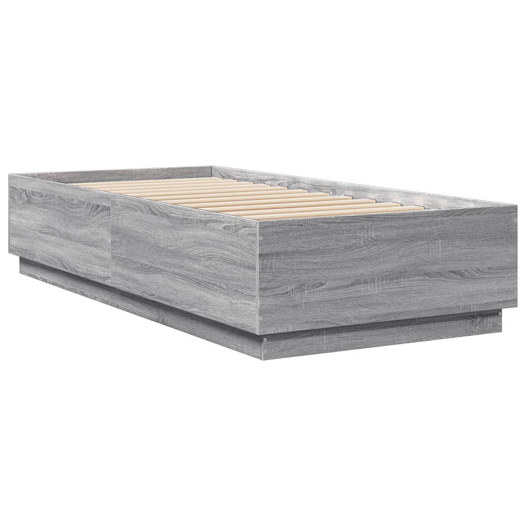 Okvir za krevet s LED svjetlima boja hrasta 100 x 200 cm drveni