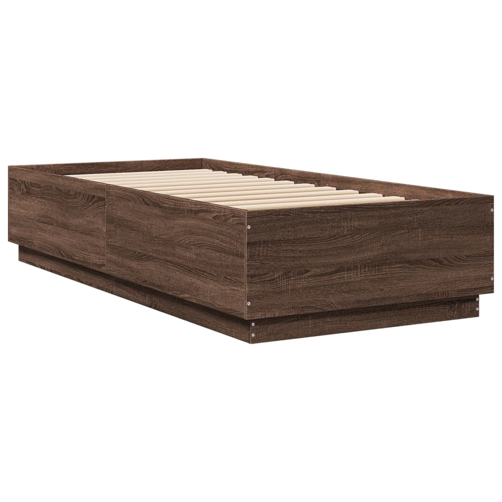 Okvir za krevet s LED svjetlima boja hrasta 100 x 200 cm drveni