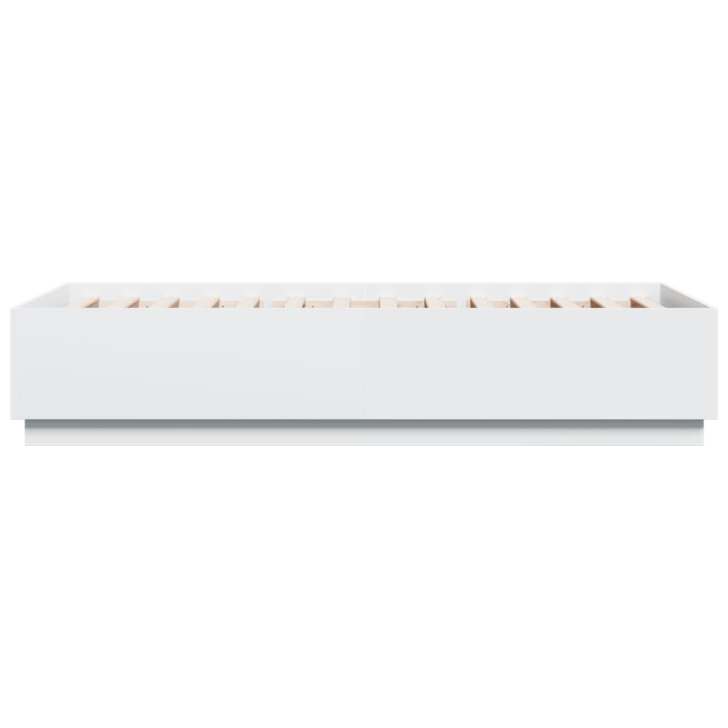 Okvir za krevet s LED svjetlima bijeli 90 x 200 cm drveni