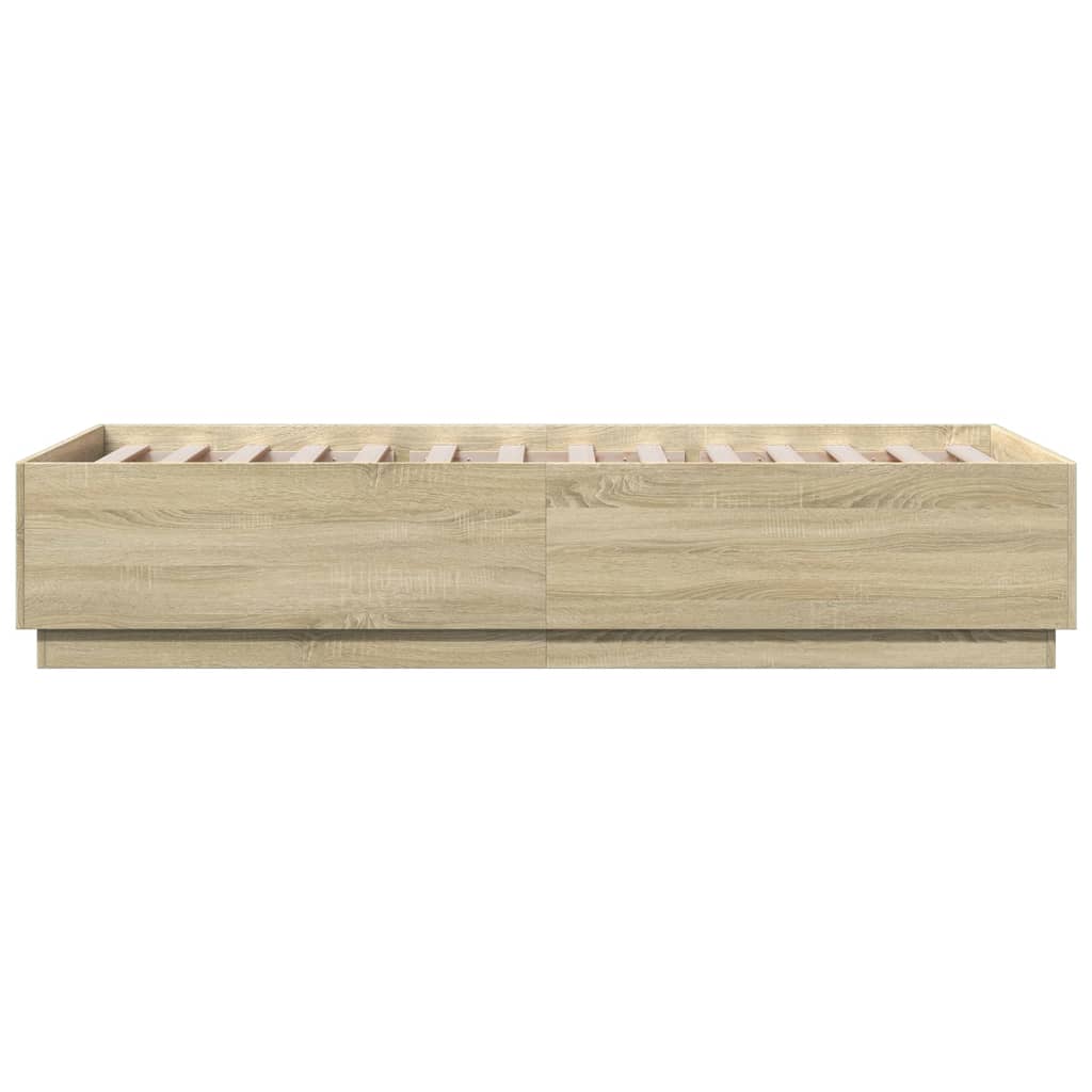 Okvir za krevet s LED svjetlima boja hrasta 90 x 200 cm drveni